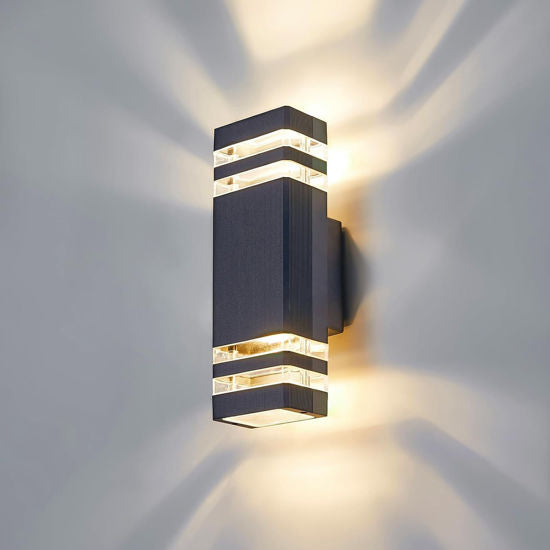 Modern Outdoor Wall Light IP65 Up Down GU10 LED Waterproof Mains Powered