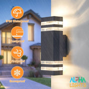 Outdoor Wall Light GU10 Up Down IP65 Waterproof Black Exterior Porch Light