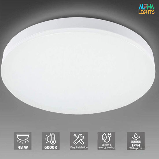 48W LED Ceiling Light Warm White 3000K – Waterproof Flush Mount Light for Bathroom, Kitchen, Bedroom & Living Room