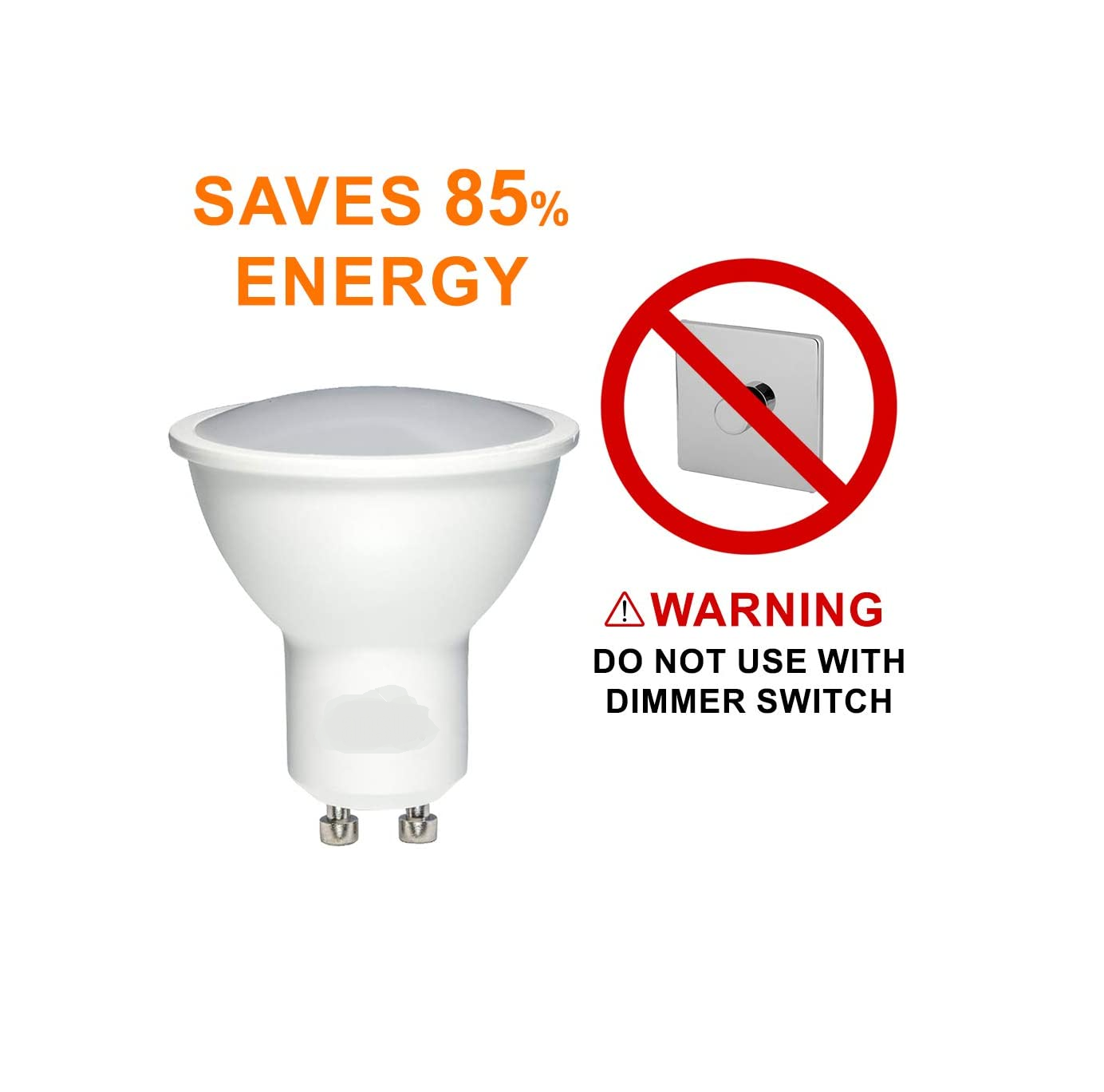 GU10 LED Bulbs Cool White, 3000k, 7W, 37W Halogen Spotlight Bulb Equivalent, Non-dimmable, 350 Lumen, 120Â° Beam Angle, LED Bulbs Pack of 6