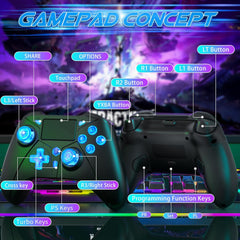 Wireless PS5 Controller – Dual Vibration, Motion Control, LED, Turbo, Touchpad, 2.4G