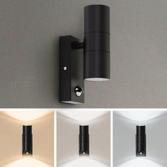 Black Up & Down Outdoor Wall Light – Outdoor lighting for homes | GU10 Motion Sensor Security Light IP44 Waterproof