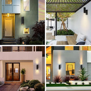 Outdoor Up & Down Black Wall Light with Motion Sensor – GU10 Base IP44 Stainless Steel PIR Security Light for Front Door, Porch & Garden