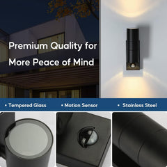 Black Up & Down Outdoor Wall Light – Outdoor lighting for homes | GU10 Motion Sensor Security Light IP44 Waterproof