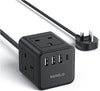 4 Way Extension Lead with USB Slots, 13A/3250W Multi Plug Socket, 1.5M Cable for Home, Office, Travel