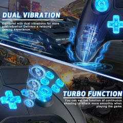 Wireless PS5 Controller – Dual Vibration, Motion Control, LED, Turbo, Touchpad, 2.4G