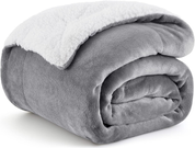 Bedsure Sherpa Fleece Throw Blanket – Soft Fluffy Microfiber Sofa & Bed Blanket, Silver Grey, 150x200 cm