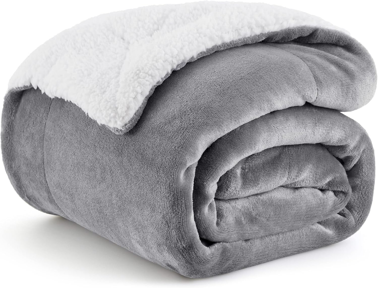 Bedsure Sherpa Fleece Throw Blanket – Soft Fluffy Microfiber Sofa & Bed Blanket, Silver Grey, 150x200 cm
