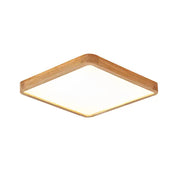 Flush mount square Wood led ceiling light