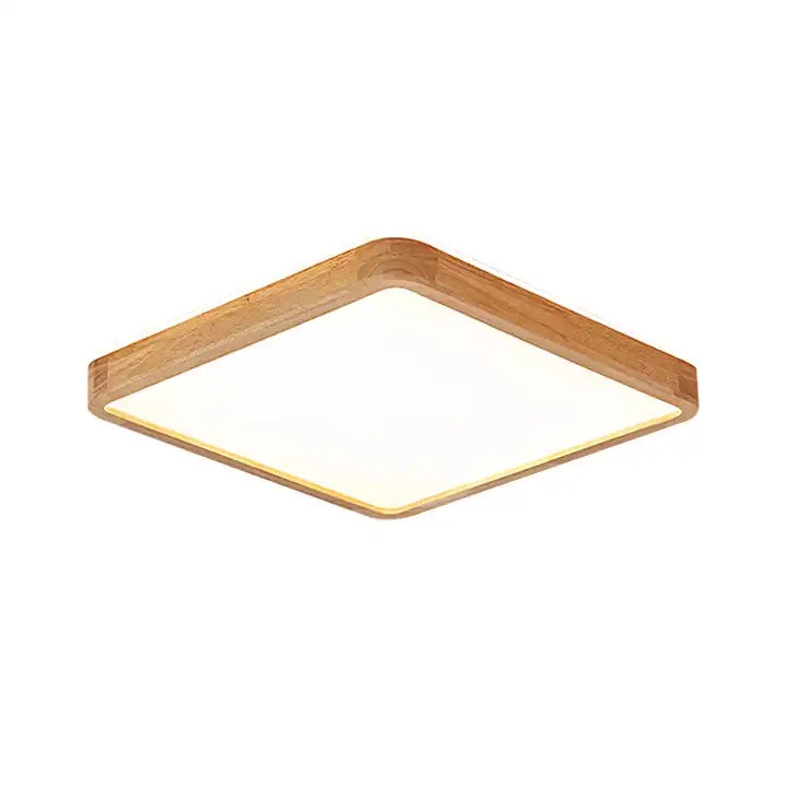 Flush mount square Wood led ceiling light