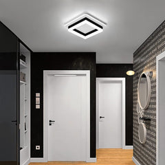 Square Modern Led Ceiling Light Fixture, 24W Black Flush Mount Hallway Ceiling Light Small Close to Ceiling Lamp for Living Room Bedroom Kitchen Balcony Cloakroom (Cool White, 6000K)