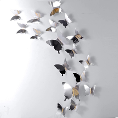 48-Piece 3D Mirror Butterfly Wall Stickers – DIY Home Décor Removable Wall Decals