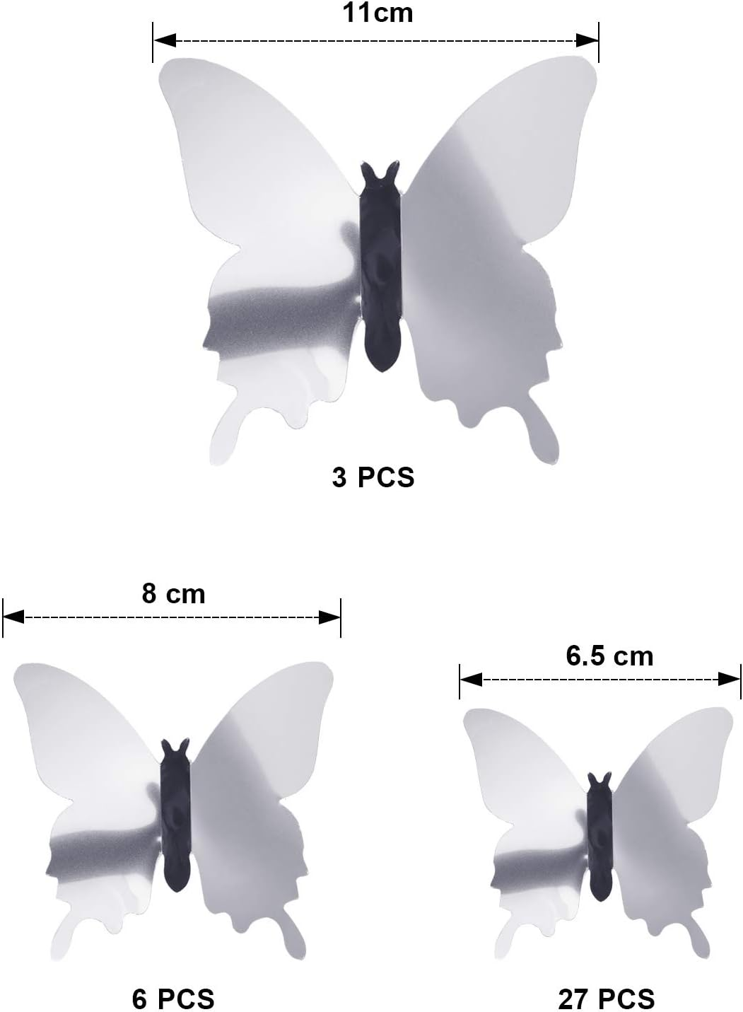 48-Piece 3D Mirror Butterfly Wall Stickers – DIY Home Décor Removable Wall Decals