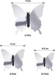 48-Piece 3D Mirror Butterfly Wall Stickers – DIY Home Décor Removable Wall Decals