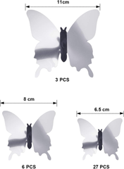 48-Piece 3D Mirror Butterfly Wall Stickers – DIY Home Décor Removable Wall Decals