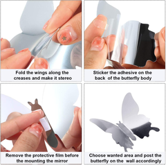 48-Piece 3D Mirror Butterfly Wall Stickers – DIY Home Décor Removable Wall Decals