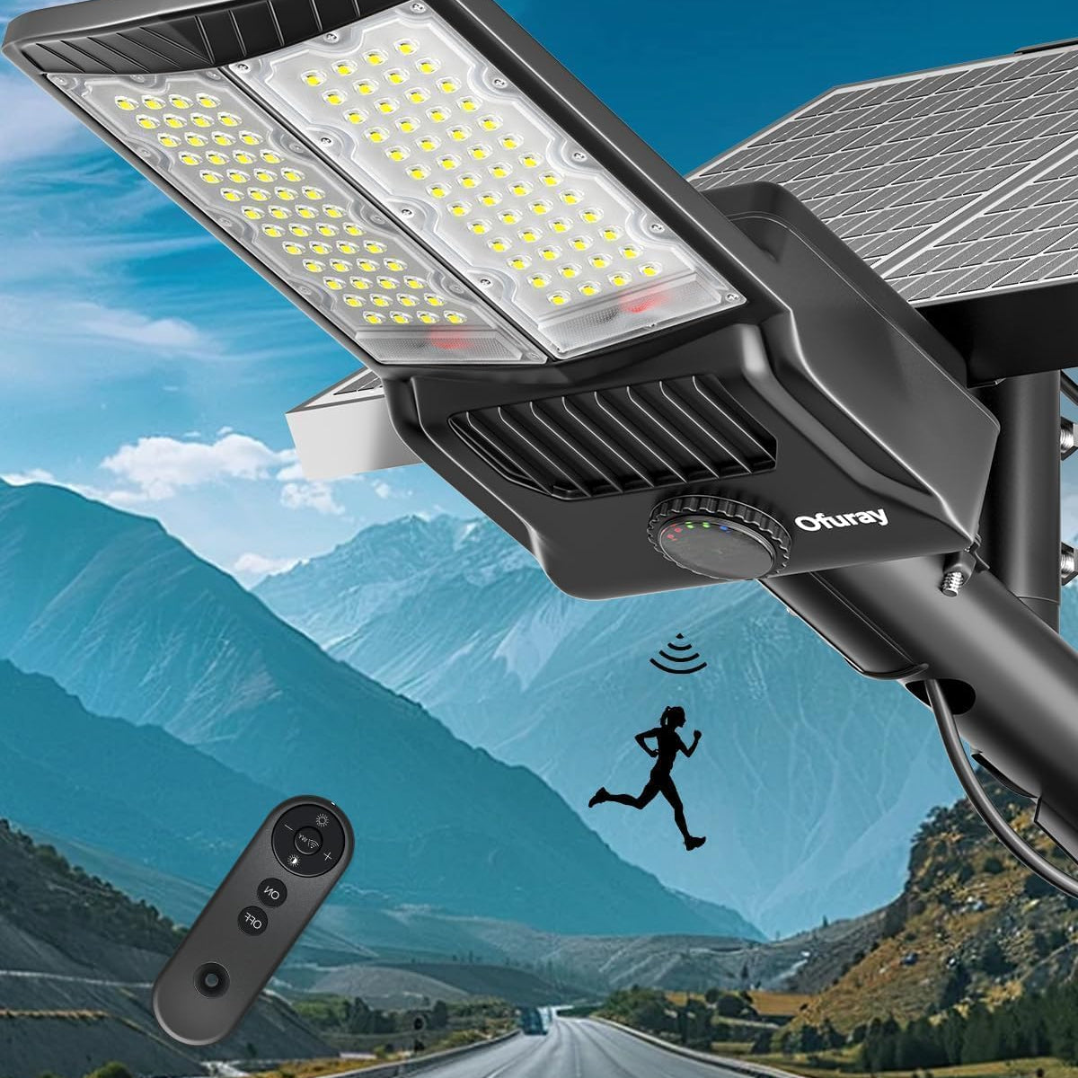 10500W Solar Street Lights Outdoor, 6500K LED Commercial Flood Lights with Motion Sensor, IP67 Waterproof Security Lighting