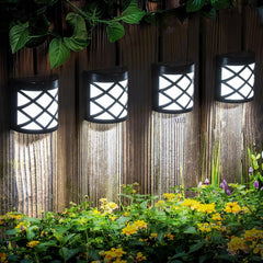 Solar Fence Lights Outdoor 4 Pack Waterproof LED