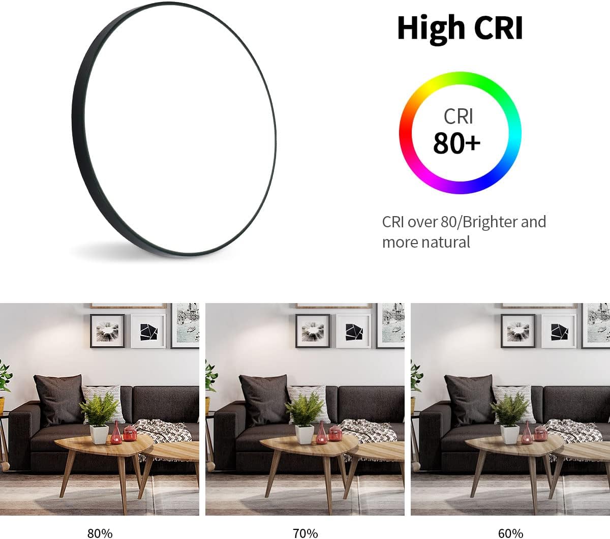 38W Ultra-Thin LED Ceiling Light – Modern Black Flush Mount Fixture for Home & Office