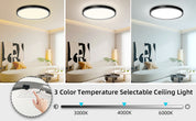 24W Round LED Ceiling Light – Multi-Color Adjustable Bathroom Ceiling Lights for Bathroom, Kitchen, Lounge and Hallway