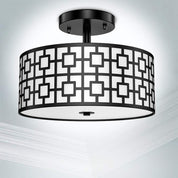 Modern Silver Drum Ceiling Light – 3-Bulb Semi Flush Mount Fixture