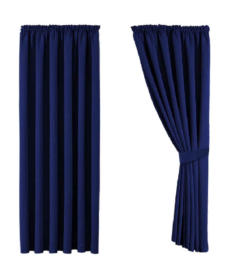 Beige Blackout Curtains 66x90" – Thermal Pencil Pleat Drapes with 2 Tiebacks