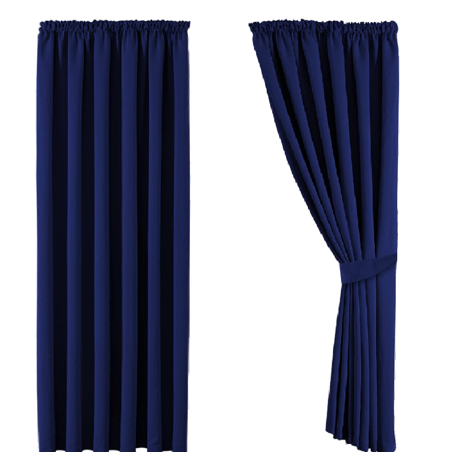 Beige Blackout Curtains 66x90" – Thermal Pencil Pleat Drapes with 2 Tiebacks