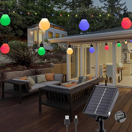 Warm White Solar Garden Lights – 100 LEDs, USB, Waterproof