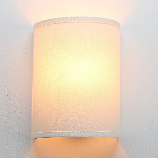 Vintage Industrial Wall Sconce with Linen Fabric Shade