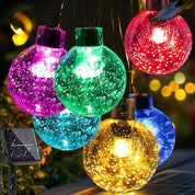 Solar Garden String Lights – 60 LED Crystal Ball, 12M, 8 Modes, IP65 Waterproof, Warm White