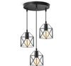 Vintage 3-Light Pendant Ceiling Light with Adjustable Cages, E27 Base - Matt Black Metal Hanging Light for Kitchen, Living Room, Bedroom