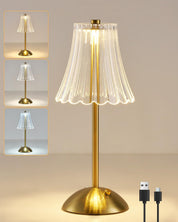 Rechargeable Gold Table Lamp, Touch Dimmable LED Desk Light