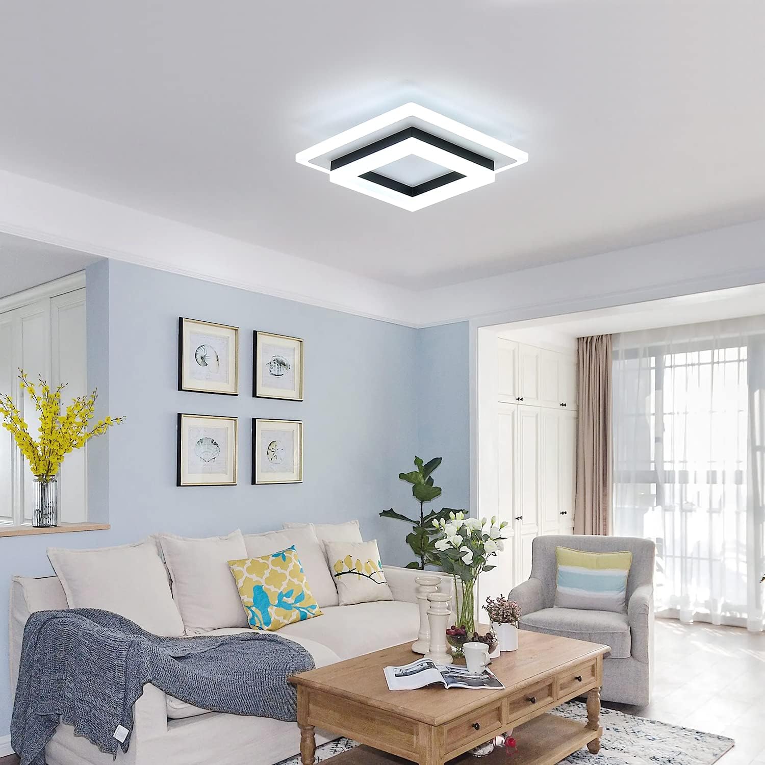 Ceiling Light, 24W Modern Ceiling Lamp, LED Ceiling Lights for Bedroom Hallway Office Kitchen Living Room, Cold White