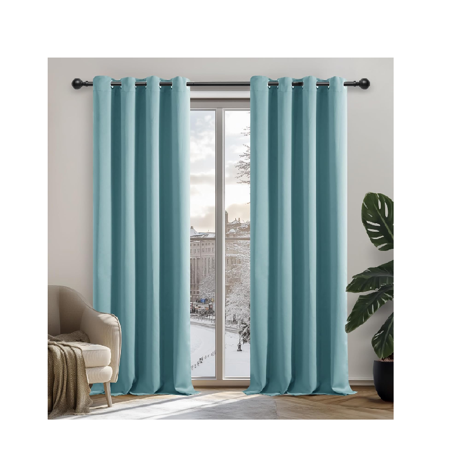 Light Grey Blackout Curtains 42x54" – Thermal Insulated Eyelet Drapes, 2 Panels