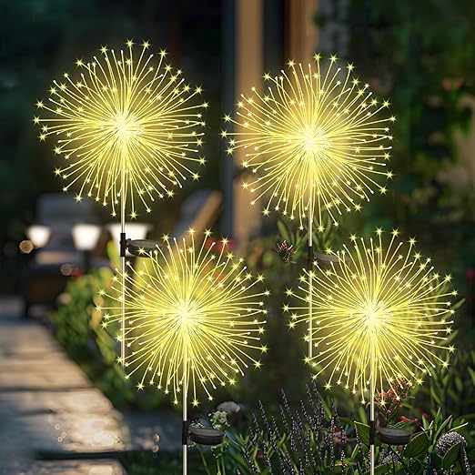 Solar Firework Garden Lights, 2-Pack, 120 LED Warm