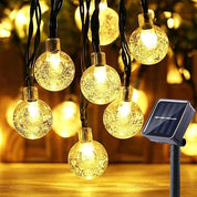 60 LED Solar Crystal Ball String Lights, 36ft White