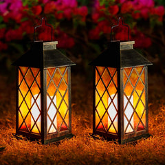 Solar Lanterns for The Garden – Moroccan-Style Flickering Outdoor Lights, Auto On/Off, Waterproof IP44, Warm White LED