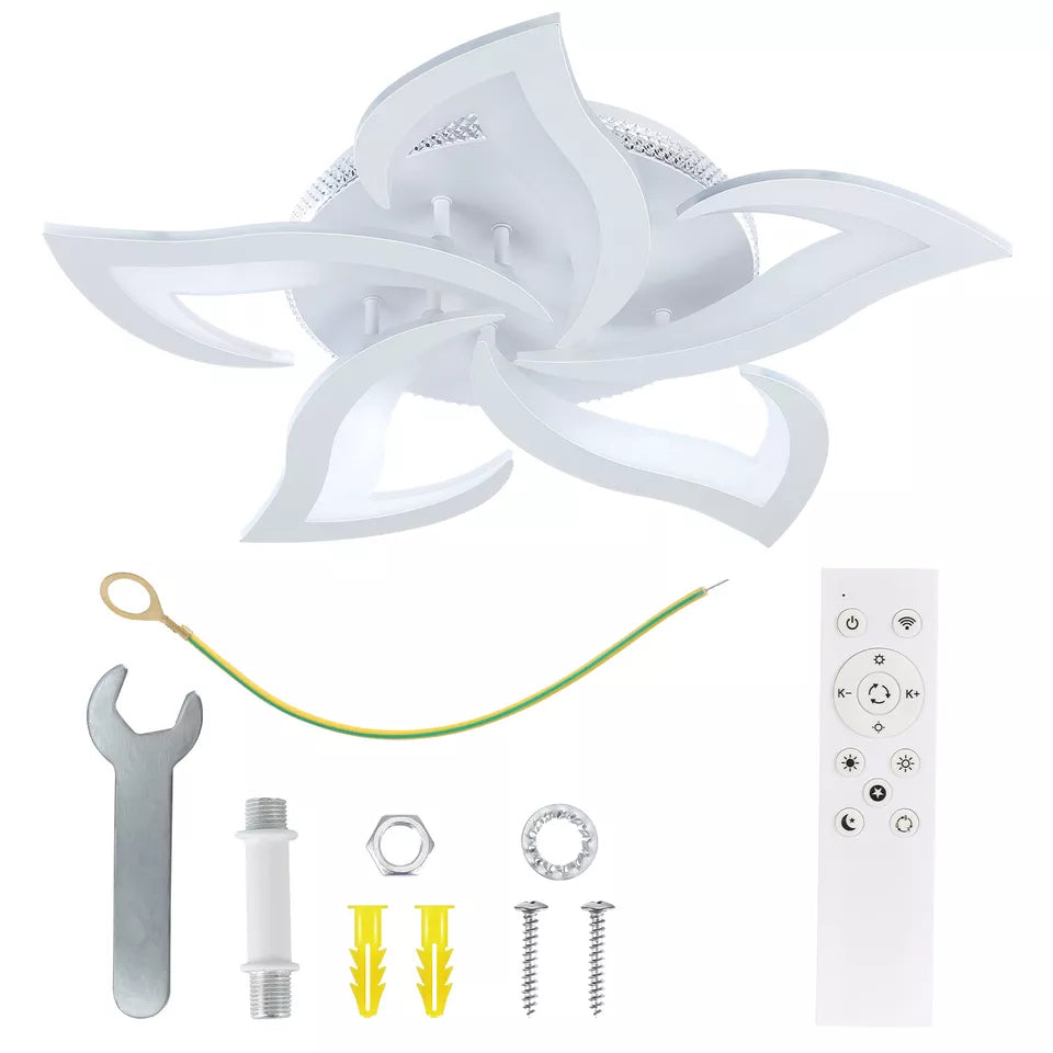 55W LED Ceiling Chandelier with RGB Backlight – Stylish Star Design, Dimmable Remote Control Lighting