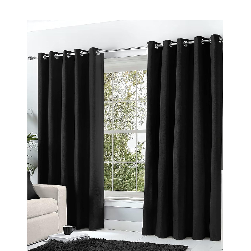 Thermal Blackout Eyelet Curtains with Tiebacks – 46x72 Inch, Navy Blue, 2 Panels