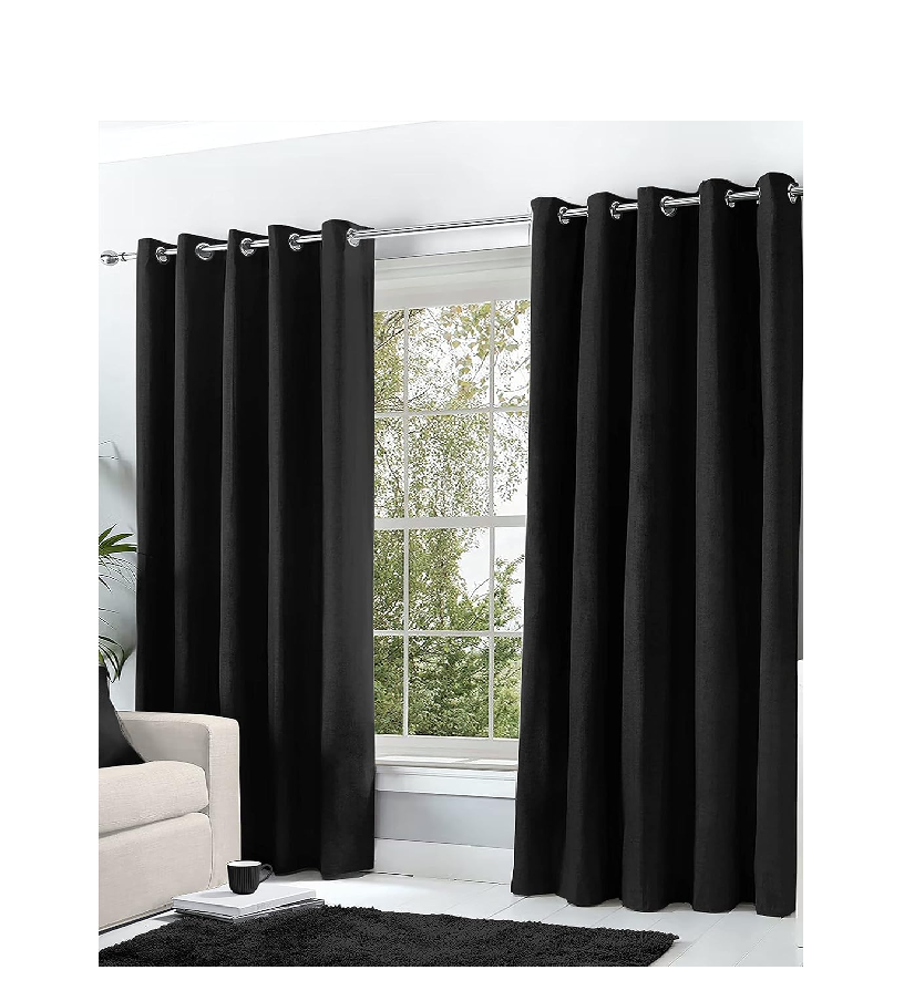 Thermal Blackout Eyelet Curtains with Tiebacks – 46x72 Inch, Navy Blue, 2 Panels