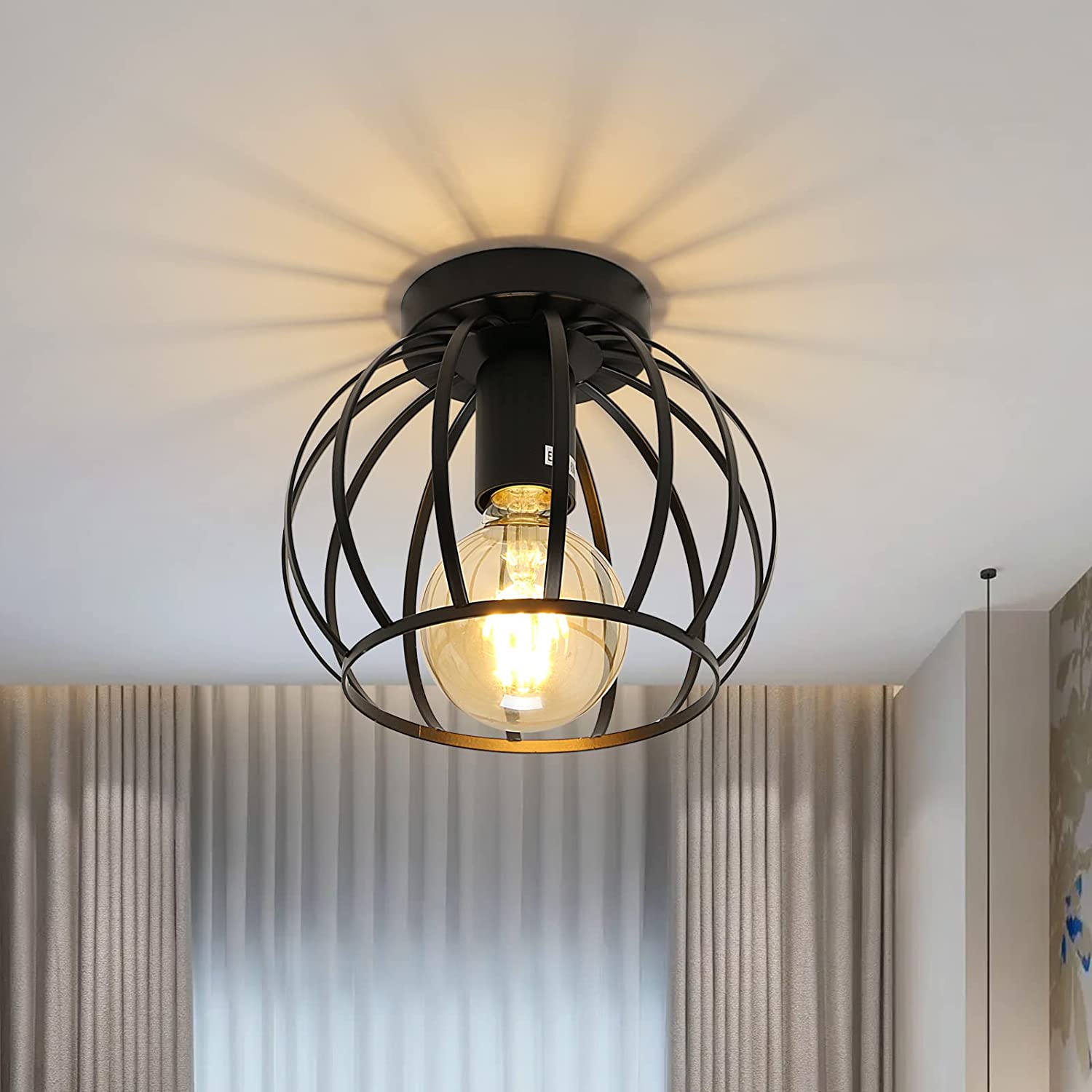 Vintage Basket Cage Metal Ceiling Light