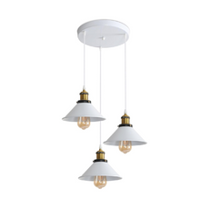 3-Light Vintage Industrial Ceiling Pendant Lamp White