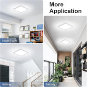 24W Square LED Ceiling Light 3240LM Super Bright, 6000K Cool White, IP44 Waterproof Bathroom Ceiling Light, Flush Mount LED Light for Kitchen, Bedroom, Living Room, Hallway, Office & Porch