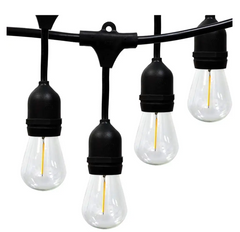 Outdoor Lights Mains Powered, 48FT LED S14 Shatterproof Festoon Lights with 15 LED Bulbs