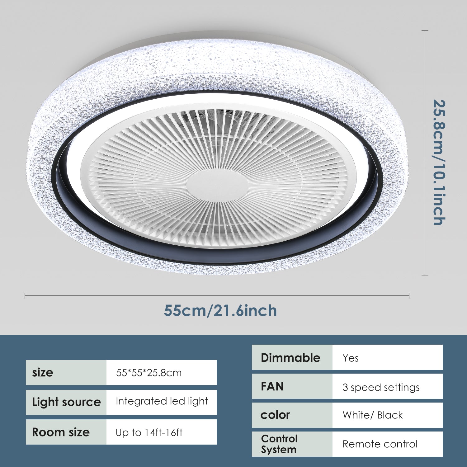 Smart RGB LED Ceiling Fan with Bluetooth Speaker & Remote Control – Modern Starry Sky Design