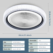 Smart RGB LED Ceiling Fan with Bluetooth Speaker & Remote Control – Modern Starry Sky Design