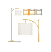 Modern Gold Standing Lamp with Adjustable Shade & Bulb