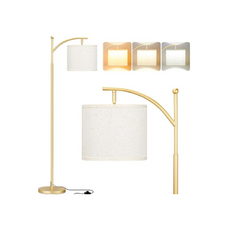 Modern Gold Standing Lamp with Adjustable Shade & Bulb