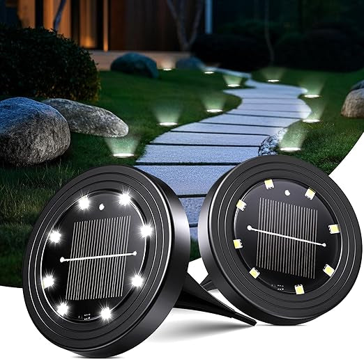 Solar Ground Lights 8‑Pack – IP68 Waterproof Pathway Lights