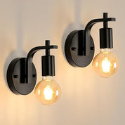 Black Industrial Wall Lights, Vintage E27 Sconce Set